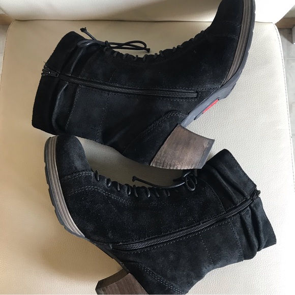 Wolky Leather Suede Lace Up Boots Black Size 39 / 8 - Picture 7 of 9